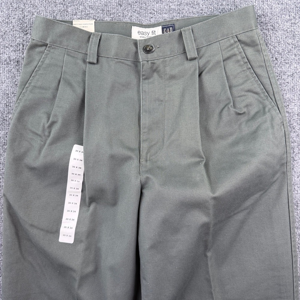 Vintage Gap Pants Mens 30x34 Green Pleated Easy Cotton Chino NEW NWT